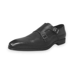 BOSS Colby Double Monk Strap Dress Shoes Black Leather 9.5M Round Toe MSRP $199